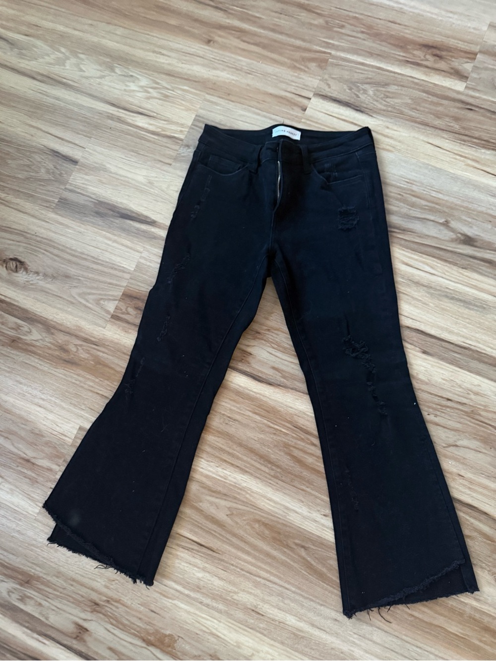 VERVET BY FLYING MONKEY Black Distressed Flare Jeans